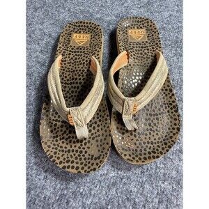 Reef Kids Ahi Wild Flip Flops – Girls Size 4 – Gold – Summer Sandals